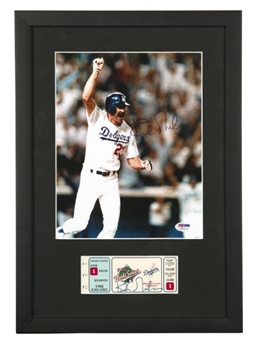 Kirk Gibson Signed World Series Ticket and Photo Display